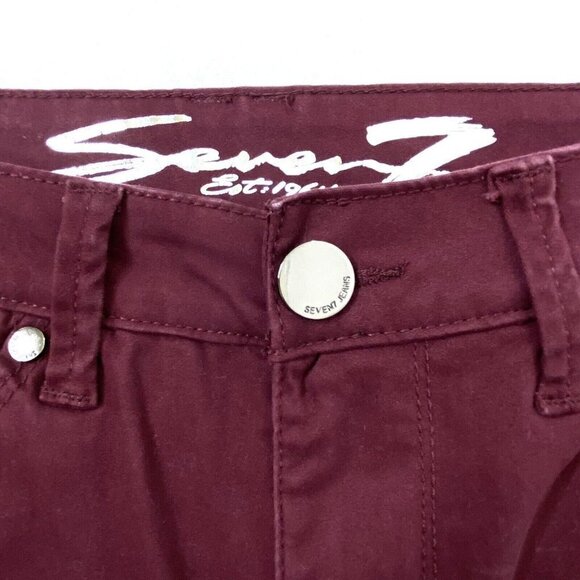 Seven7 High Rise Skinny Jeans Womens size 6 Skin Fit Denim Tapered Burgundy - Picture 8 of 16